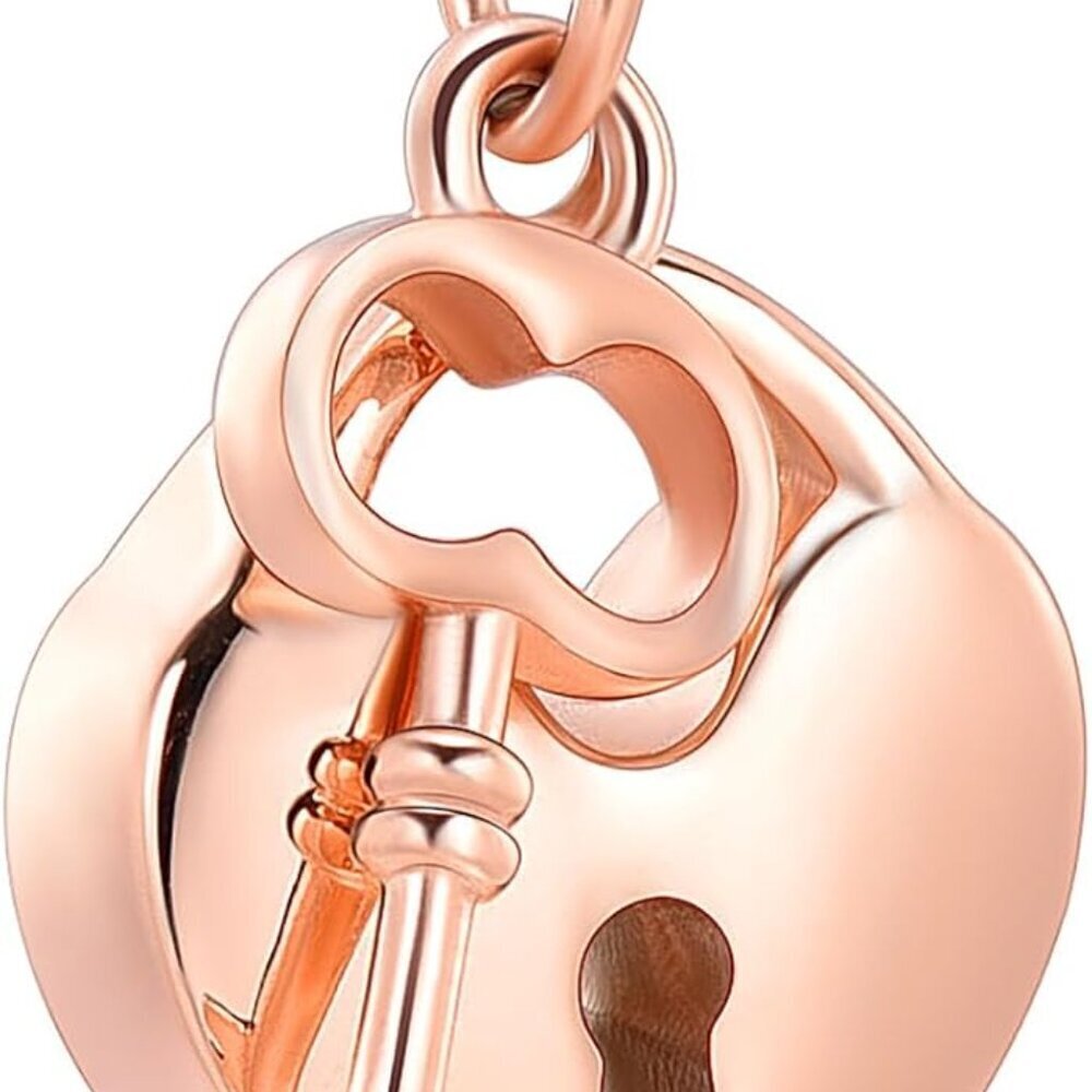 Padlock Heart Urn Necklace for Ashes Cremation Jewelry for Women Stainless Steel